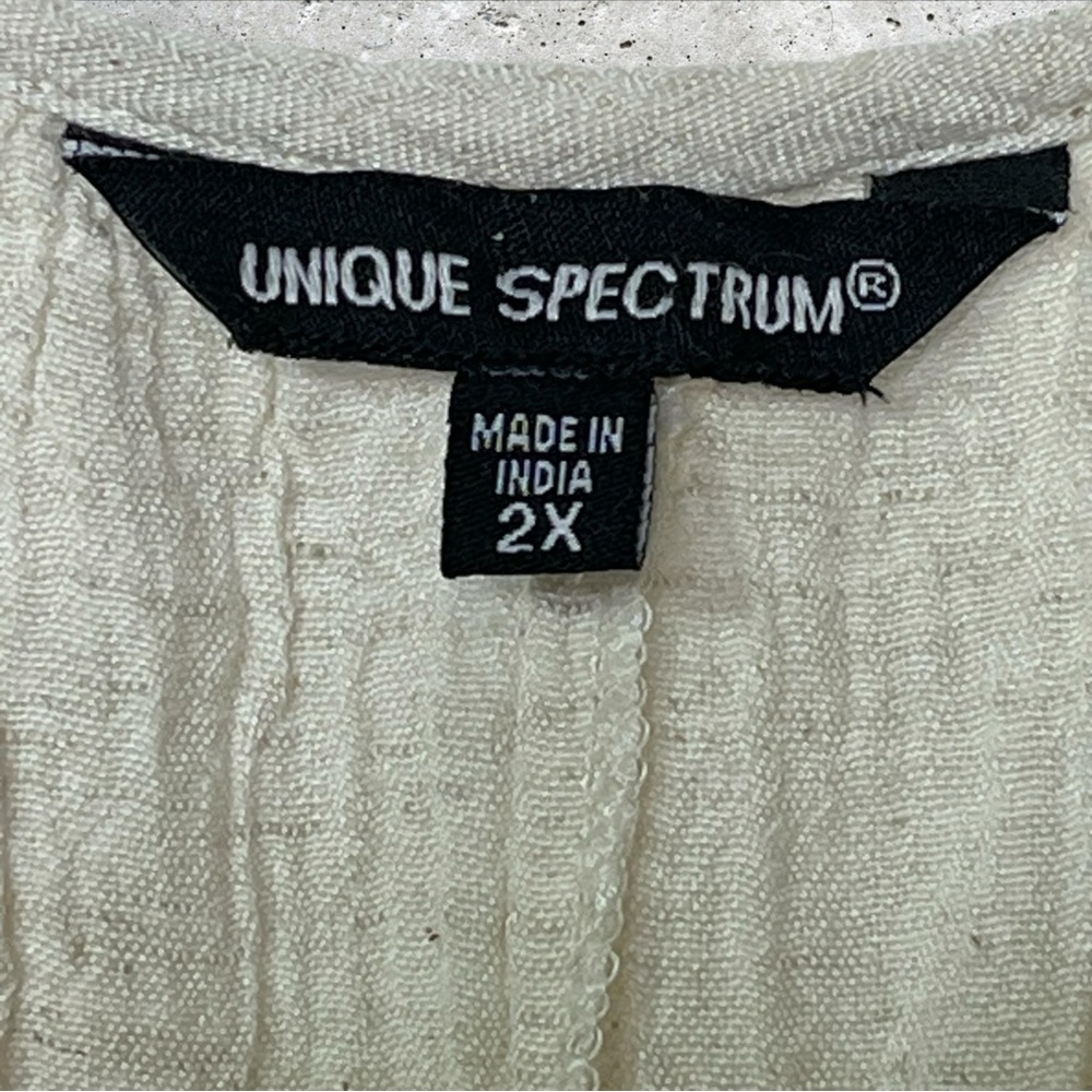 Unique Spectrum Boho Short Sleeve Flowy Ruffle Oatmeal Women's 2X - Picture 3 of 5